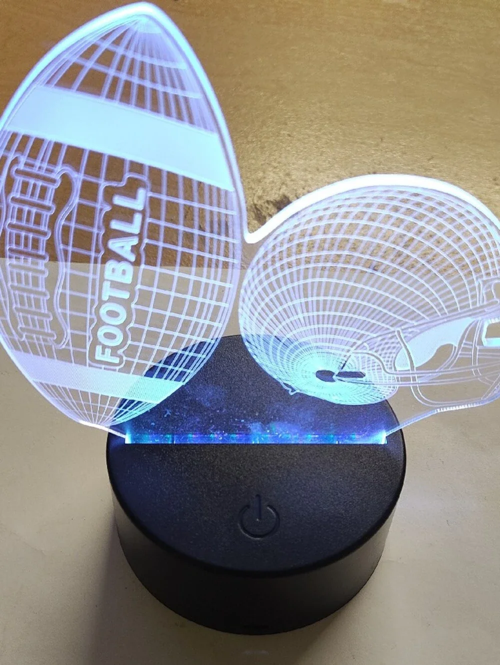 LED Acrylic Sports Night Light - Black Base, Pink Glow